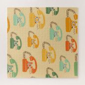 レトロ電話、カラフルシームレスなパターン。 ジグソーパズル (横)