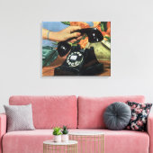 レトロ電話（ロータリダイヤル付き）、ヴィンテージ業 キャンバスプリント (インサイチュ (リビング))