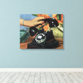 レトロ電話（ロータリダイヤル付き）、ヴィンテージ業 キャンバスプリント (インサイチュ (ウッドフロア))