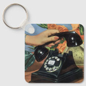 レトロ電話(ロータリダイヤル付き)、ヴィンテージ業 キーホルダー (正面)
