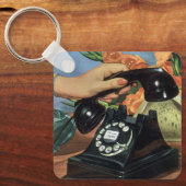 レトロ電話(ロータリダイヤル付き)、ヴィンテージ業 キーホルダー (正面)