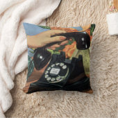 レトロ電話（ロータリダイヤル付き）、ヴィンテージ業 クッション (ブランケット)