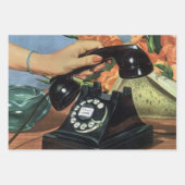 レトロ電話(ロータリダイヤル付き)、ヴィンテージ業 ラッピングペーパーシート (正面2)