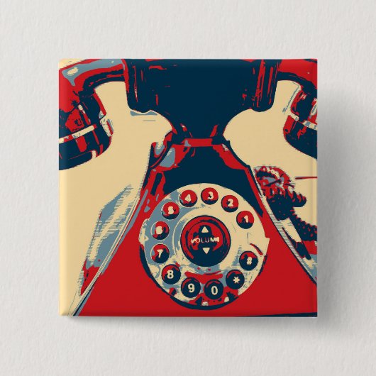 レトロ電話 缶バッジ (正面)