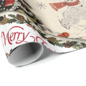 レトロ霜の降りたクリスマスラッピング紙 ラッピングペーパー (ロールコーナー)