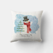 レトロ霜の降りた雪だるま冬クリスマスウォーター色 クッション (裏面)