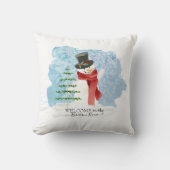 レトロ霜の降りた雪だるま冬クリスマスウォーター色 クッション (正面)