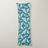 レトロ青い花のパターン ボディピロー (裏面 (縦))