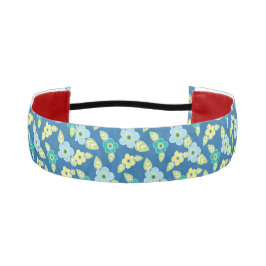 レトロ青い花 アスレチックヘッドバンド