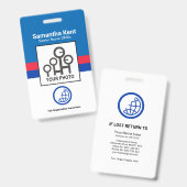 レトロ青い赤い色の列写真スタッフナースID バッジ (正面＆裏面)