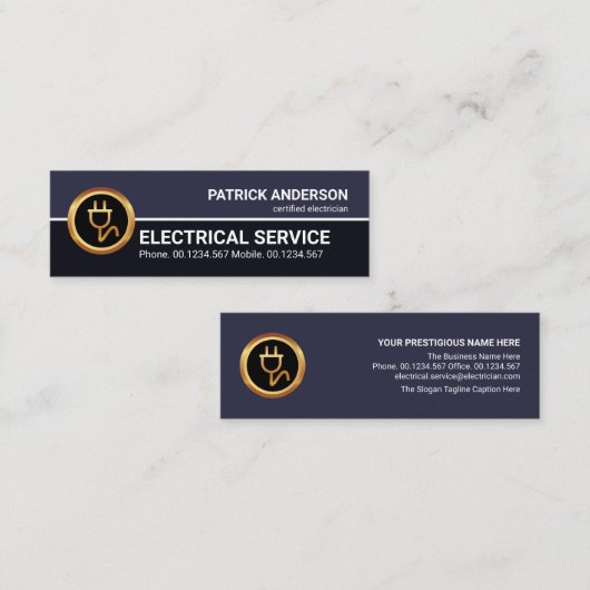 レトロ青層プロフェッショナル金ゴールド電源プラグ スキニー名刺 (正面/裏面)