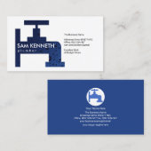 レトロ青水栓給排水業者 名刺 (正面/裏面)