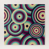 レトロ青紫色ディスク、抽象芸術パターン。 ジグソーパズル (横)