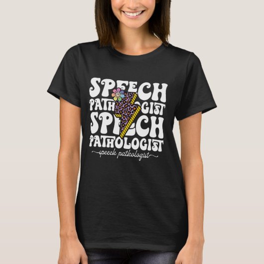 レトロ音声セラピー音声病理医Leopard Pr Tシャツ (正面)