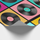 レトロ音楽の背景とビニールレコード – vintag ラッピングペーパー (角)