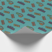 レトロ音楽オーディオコラージュティール(緑がかった色) ラッピングペーパー (角)