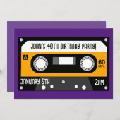 レトロ音楽カセット誕生日カスタム招待状 招待状 (正面/裏面)