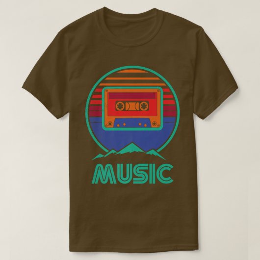 レトロ音楽カセット70s 80sミュージシャン歌手 tシャツ (デザイン正面)