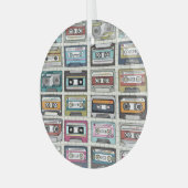 レトロ音楽カセット：懐かしいアイコン ガラスオーナメント (正面左)