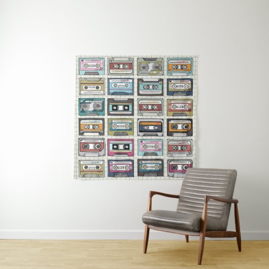 レトロ音楽カセット:懐かしいアイコン タペストリー (インサイチュ)