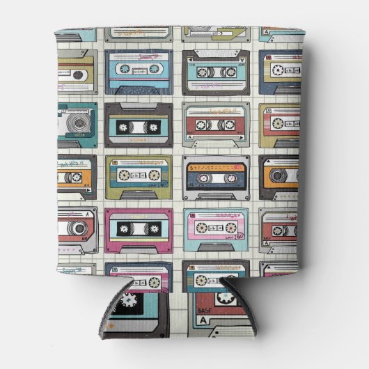 レトロ音楽カセット:懐かしいアイコン 缶クーラー (正面)