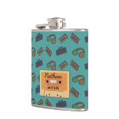 レトロ音楽コラージュMixtape パーソナライズされた フラスク (左)