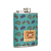 レトロ音楽コラージュMixtape パーソナライズされた フラスク (右)