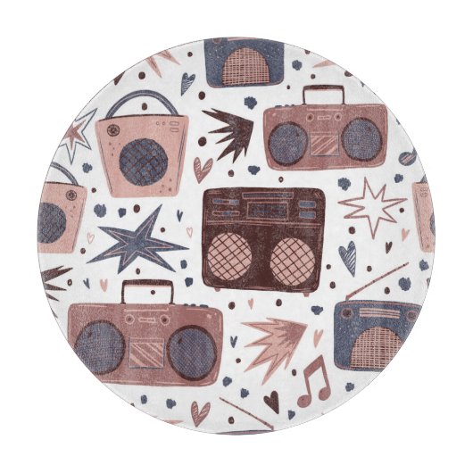 レトロ音楽シームレスなヴィンテージパターン。 カッティングボード (正面)