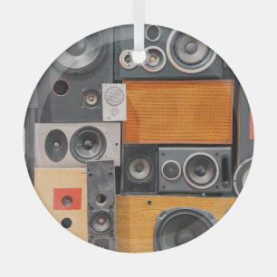 レトロ音楽スピーカーウォールデザイン ガラスオーナメント