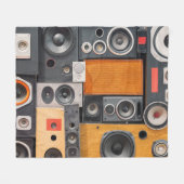 レトロ音楽スピーカーウォールデザイン フリースブランケット (正面(横))