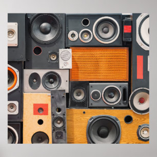 レトロ音楽スピーカーウォールデザイン ポスター