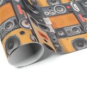 レトロ音楽スピーカーウォールデザイン ラッピングペーパー (ロールコーナー)
