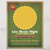 レトロ音楽パーティーのフォトフレーム付きフライヤー チラシ (正面)