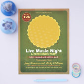 レトロ音楽パーティーのフォトフレーム付きフライヤー チラシ (シングル)