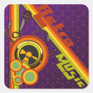 レトロ音楽ファンキーベクトル スクエアシール