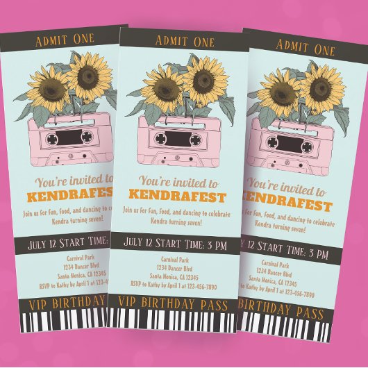 レトロ音楽フェスティバルダンスパーティーチケット誕生日