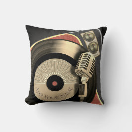 レトロ音楽ヴィンテージのマイクロフォンおよびレコード クッション