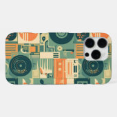 レトロ音楽愛好家アブストラクトビニールテープ iPhoneケース (裏面横)