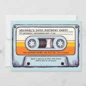 レトロ音楽80sオーディオカセットメンズ50誕生日 招待状 (正面)