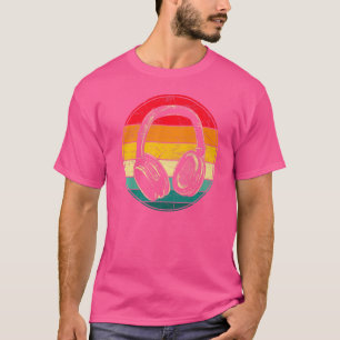 レトロ音楽 プロデューサー DJ ヴィンテージ ヘッドホン ゲーマー Tシャツ
