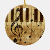 レトロ音符とピアノ セラミックオーナメント (正面)