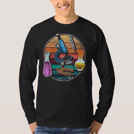 レトロ顕微鏡生物学者ギーク科学研究所 Tシャツ (正面)