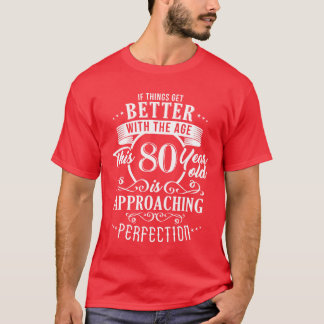レトロ風おもしろ80歳の誕生日デザイン Tシャツ