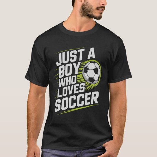 レトロ風なサッカー少年・サッカー好き男子 Tシャツ (正面)