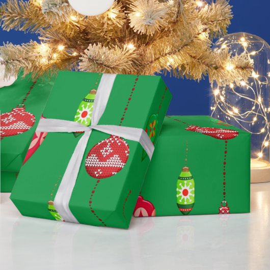 レトロ風な装飾模様のクリスマス ラッピングペーパー (クリスマス)
