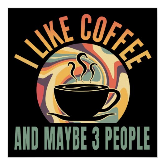 レトロ風のコーヒー好き3人 ポスター (正面)