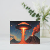 レトロ風のSF宇宙船ポストカード ポストカード (スタンド正面)