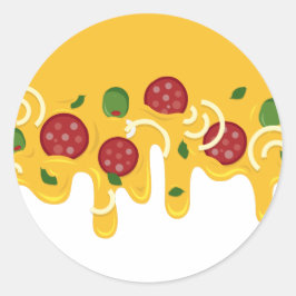 レトロ風ふわっとピザチーズ ケト パーティー ラウンドシール