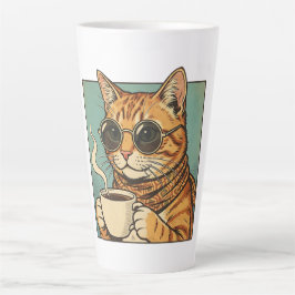 レトロ風クールキャットコーヒーデザイン 猫好きさんに カフェラテマグ