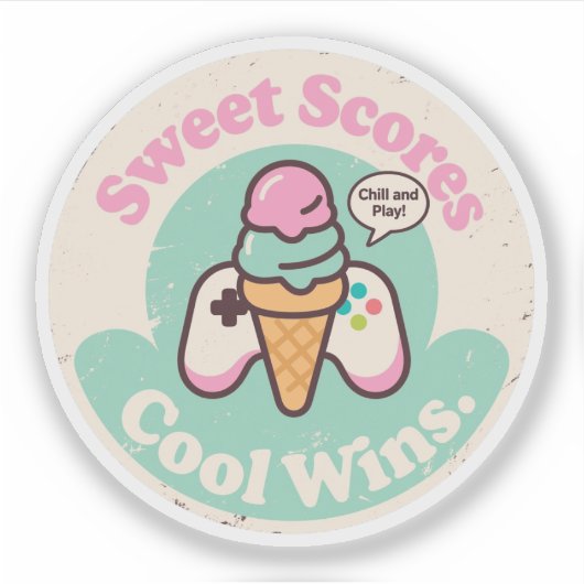 レトロ風ゲーミングコントローラーデザートコーン シール (正面)